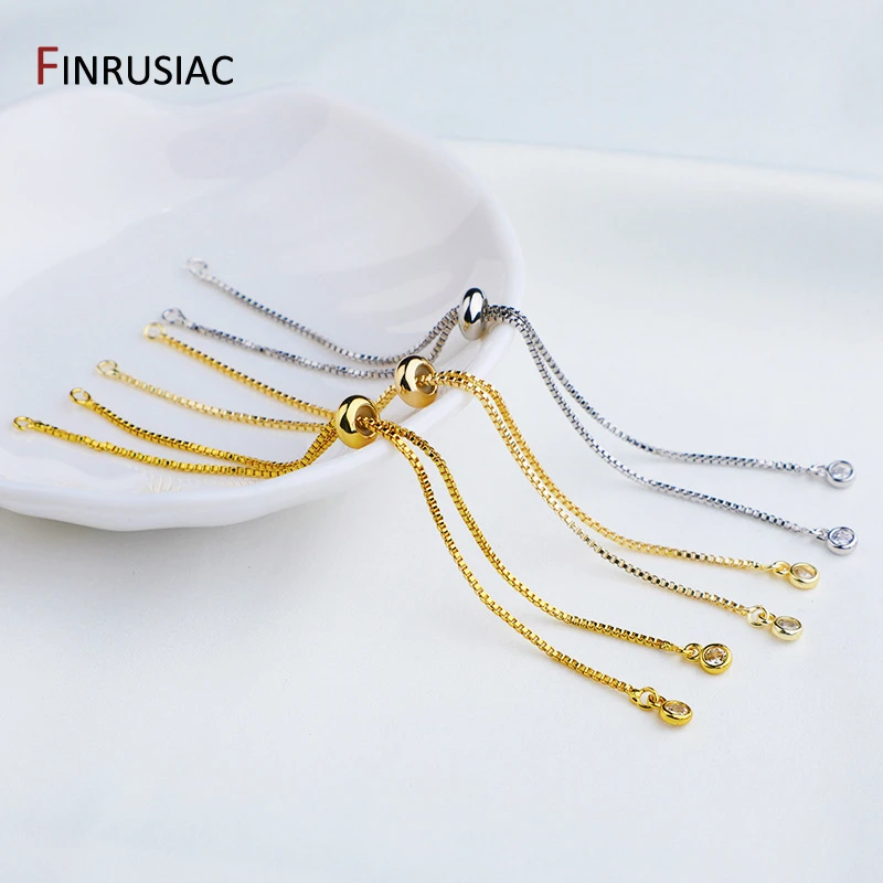 14K/18K Gold Plated Brass 5/7/12cm Adjustable Slider Chains For Bracelet Making Accessories, DIY Jewelry Making Supplies