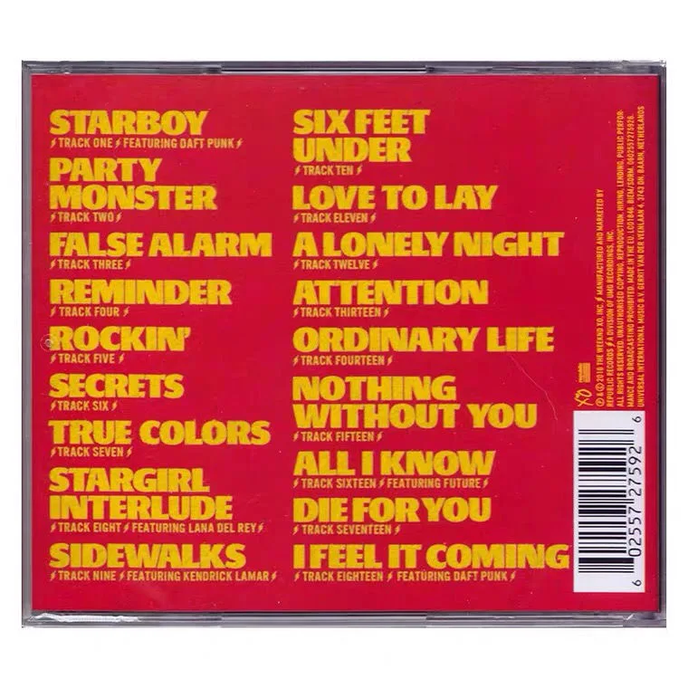 New R&B The Weeknd Music CD Starboy Album CD Cosplay Compact Disc Walkman Car Play Songs Soundtracks Box Collection Prop Gifts thumbnail 2