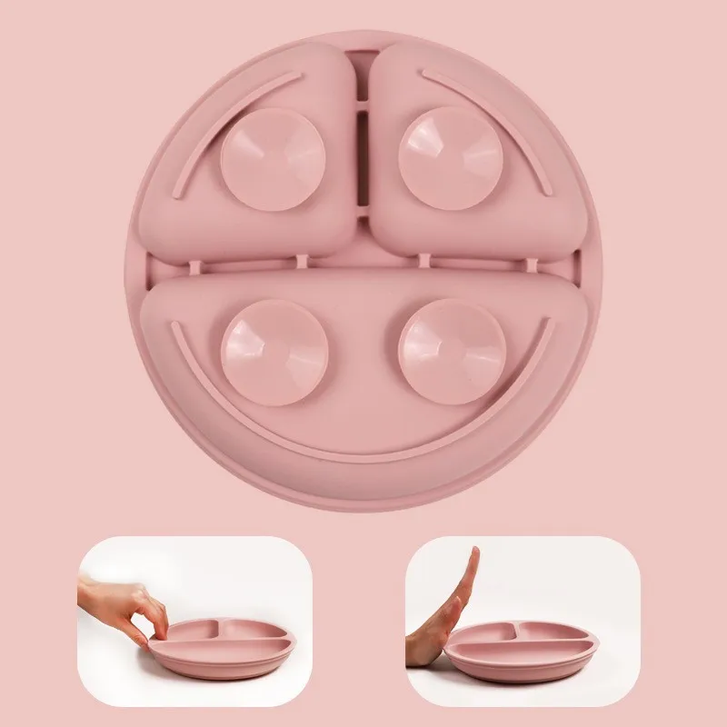 Suction Plates with Lids for Toddler Infant Silicone Baby Feeding Plate BPA Free Divided Children Dishes Baby Complementary Bowl thumbnail 4