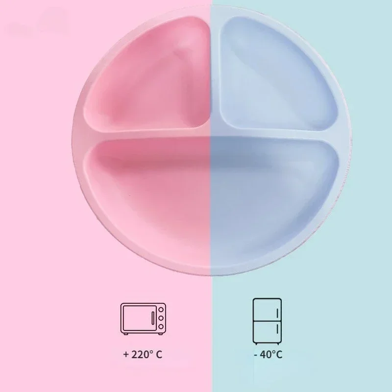 Suction Plates with Lids for Toddler Infant Silicone Baby Feeding Plate BPA Free Divided Children Dishes Baby Complementary Bowl thumbnail 6