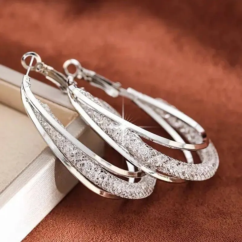 Gold Color Crystal Stone Hoop Earrings Twisted Metal Shape Silver Plating New Fashion Women Earrings Party Jewelry Birthday Gift thumbnail 2