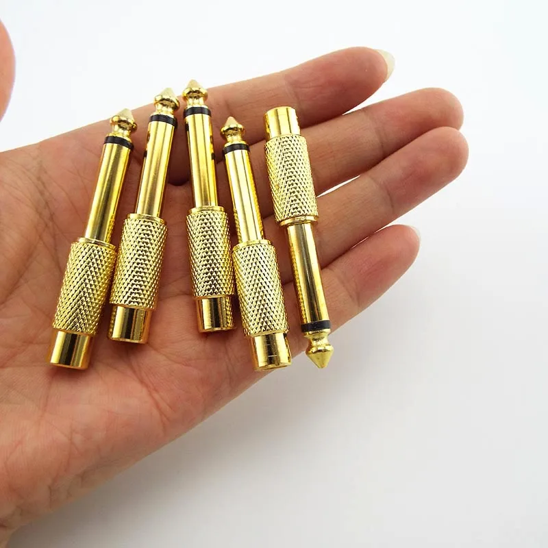 Golden Audio Adapter 6.35mm 1/4" Male Mono Plug to RCA Female 6.5mm to AV Jack Audio Adapter Connector TS For Home KTV H1 thumbnail 2