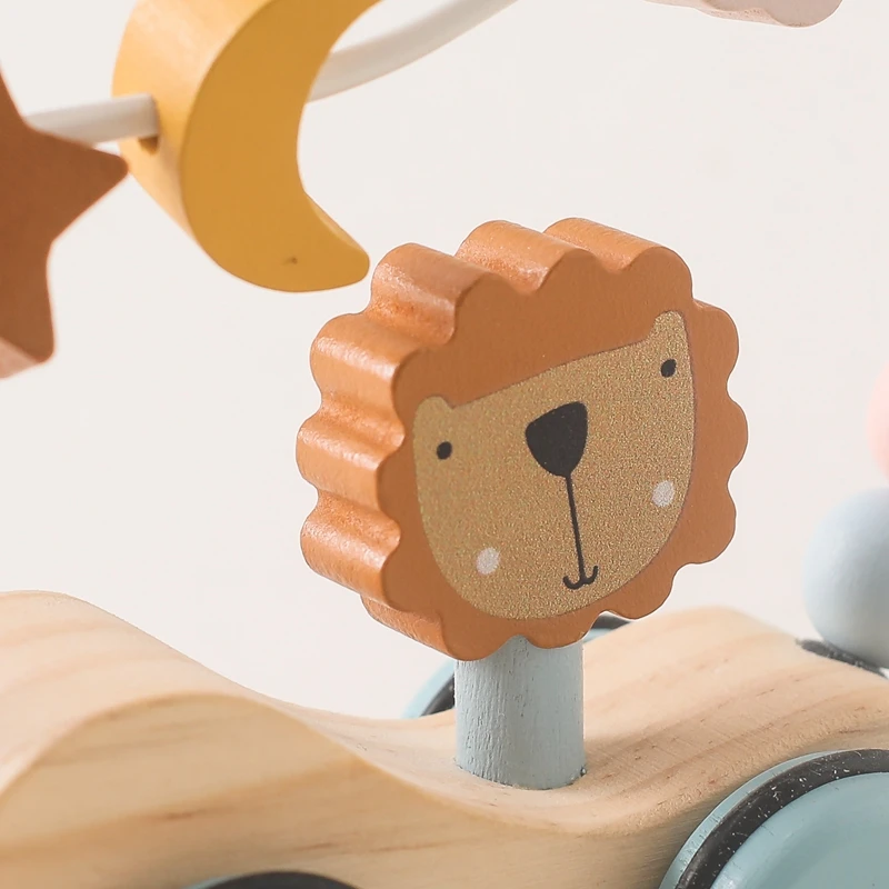 Wooden Montessori Toys Animal Block Dragging Stars Moon Surround Train  Hand Coordination Stacking Toy Handmade Decoration Gifts thumbnail 4