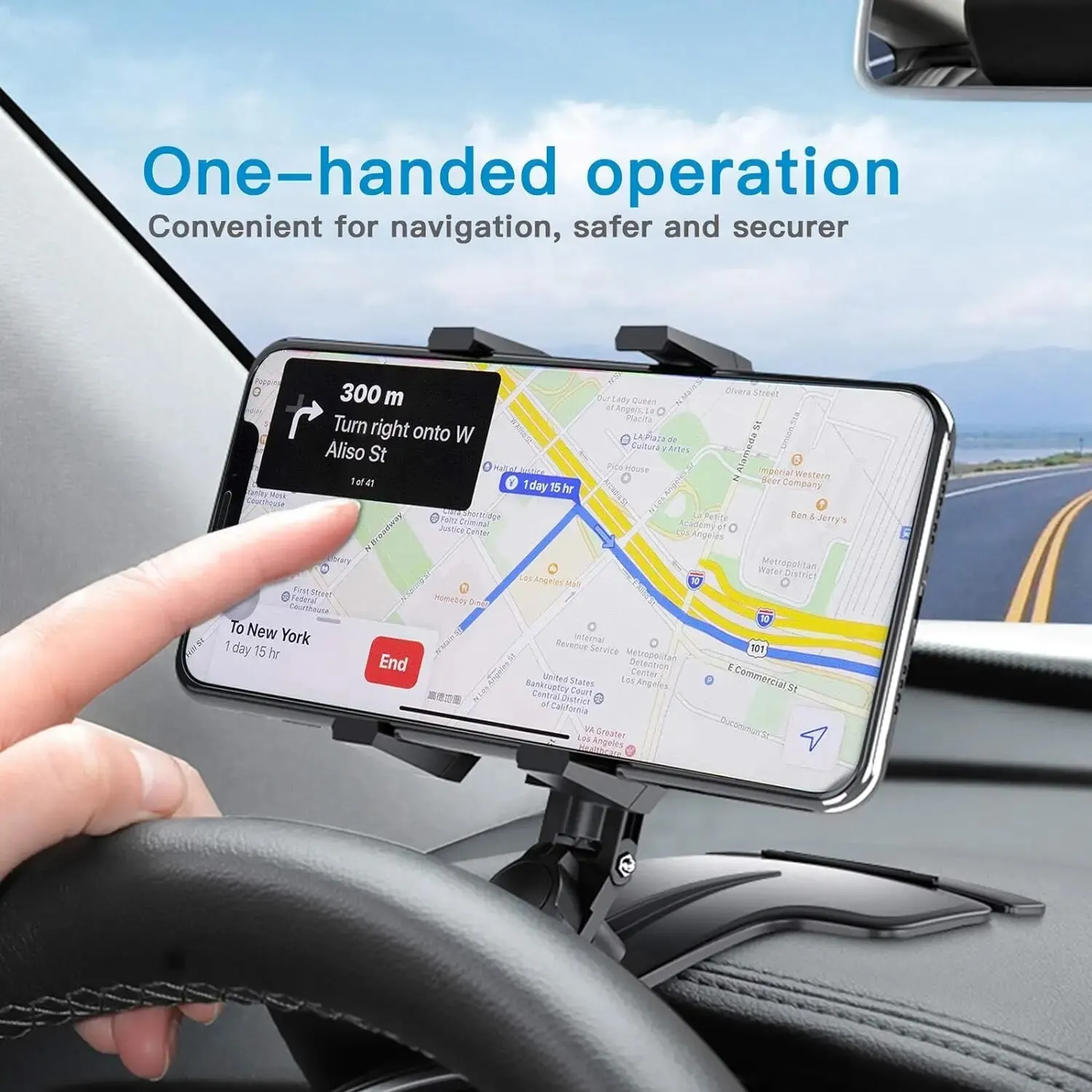 Car Phone Holder Mount for Dashboard, 1200° Rotating Cell Phone Holder for Car, Universal Big Clamp Car Phone Mount Compatible W thumbnail 2