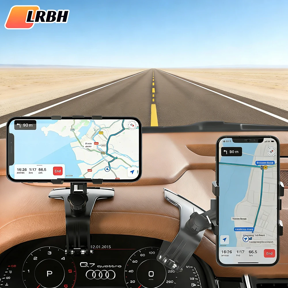 Car Phone Holder Mount for Dashboard, 1200° Rotating Cell Phone Holder for Car, Universal Big Clamp Car Phone Mount Compatible W