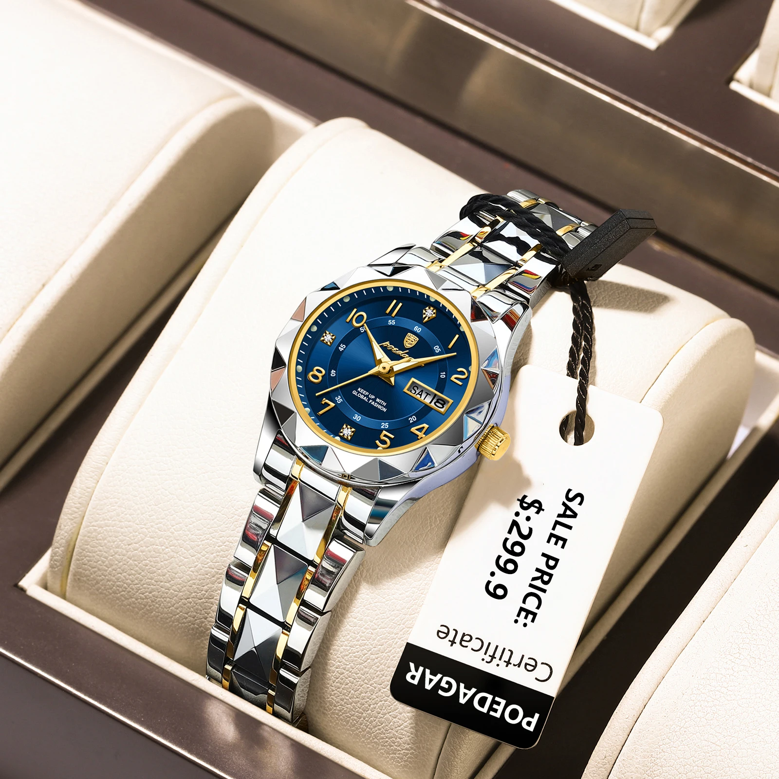 POEDAGAR Luxury Women's Watches Waterproof Luminous Date Week Ladies Watch for Female Quartz Stainless Steel Dress Women Watch thumbnail 2