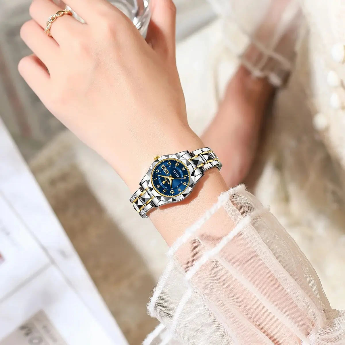 POEDAGAR Luxury Women's Watches Waterproof Luminous Date Week Ladies Watch for Female Quartz Stainless Steel Dress Women Watch thumbnail 6