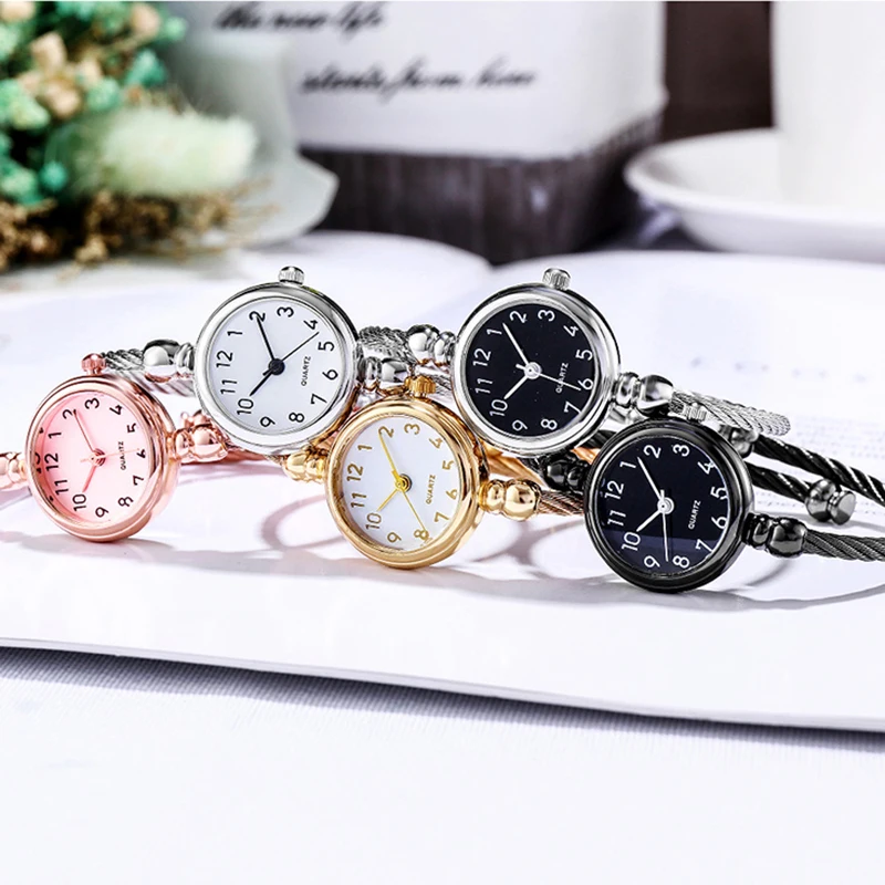 YIKAZE Small Gold Bangle Bracelet Luxury Watch Stainless Steel Retro Ladies Quartz Wristwatch Fashion Casual Thin Chain Watches thumbnail 4