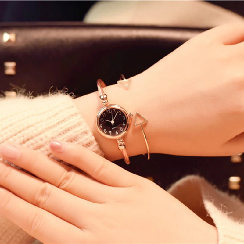 YIKAZE Small Gold Bangle Bracelet Luxury Watch Stainless Steel Retro Ladies Quartz Wristwatch Fashion Casual Thin Chain Watches thumbnail 5