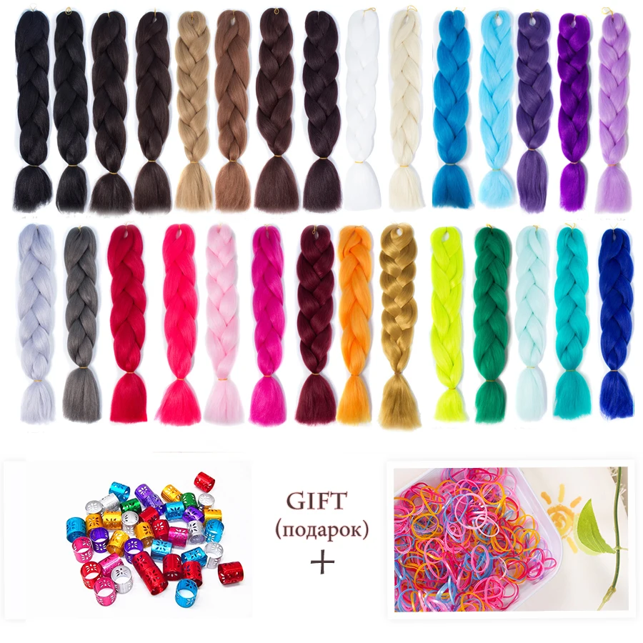 VERVES 24 inch Synthetic Jumbo Braid Ombre Color Braiding Hair 100g/pcs Extension Braids KaneKalon for Asian Women Red Pink Blue thumbnail 6
