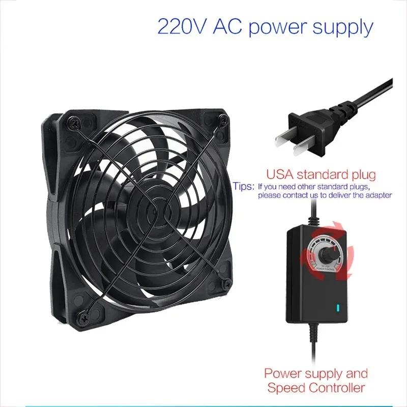 TEUCER 120mm 3000RPM Cooling Fan with Controller 12V 220V Btc Mining Machine Chassis Exhaust Fan Workstation Cabinet Server Fan thumbnail 3