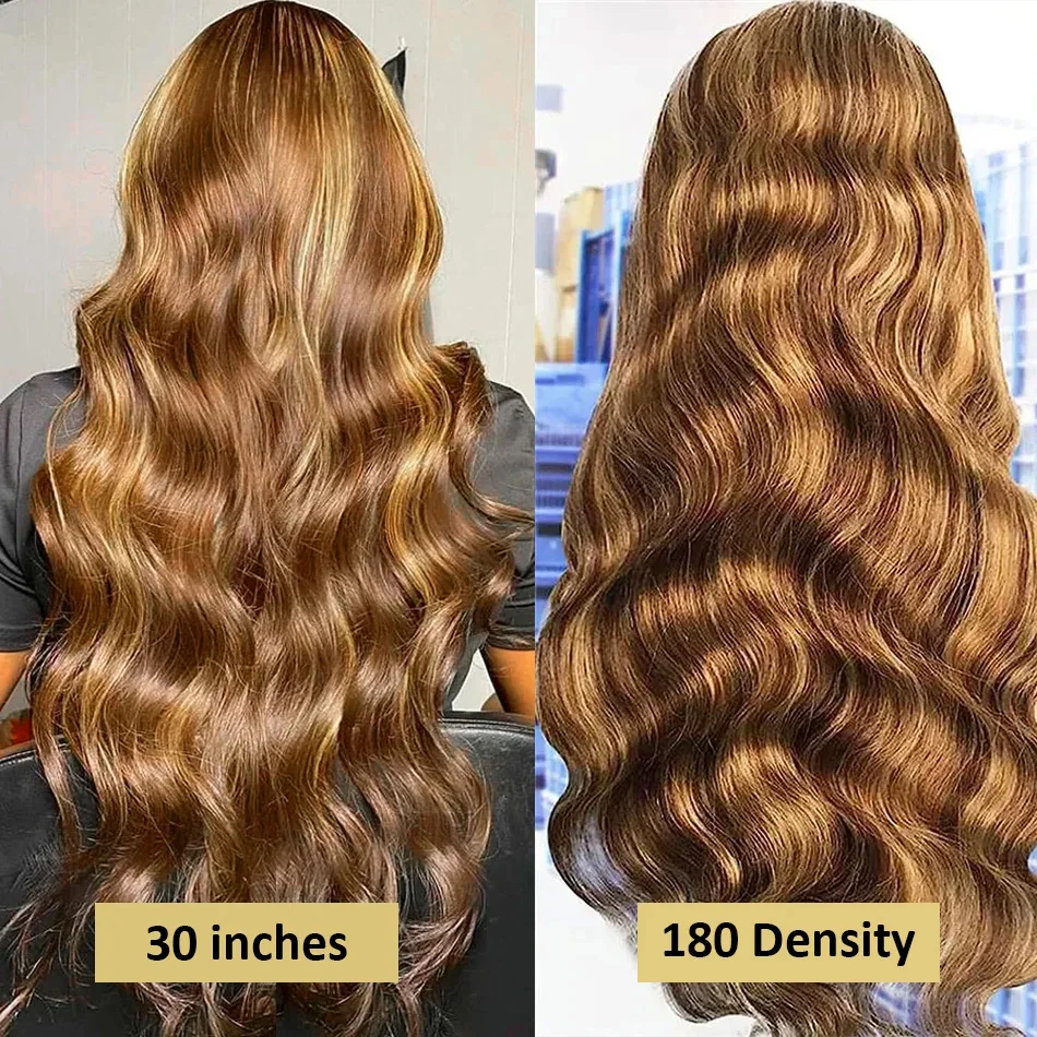 Highlight Wig 13x6 Hd Lace Frontal Wig Honey Blonde Body Wave Lace Front Human Hair Wigs For Women 30 inch 360 HD Full Lace Wig thumbnail 5