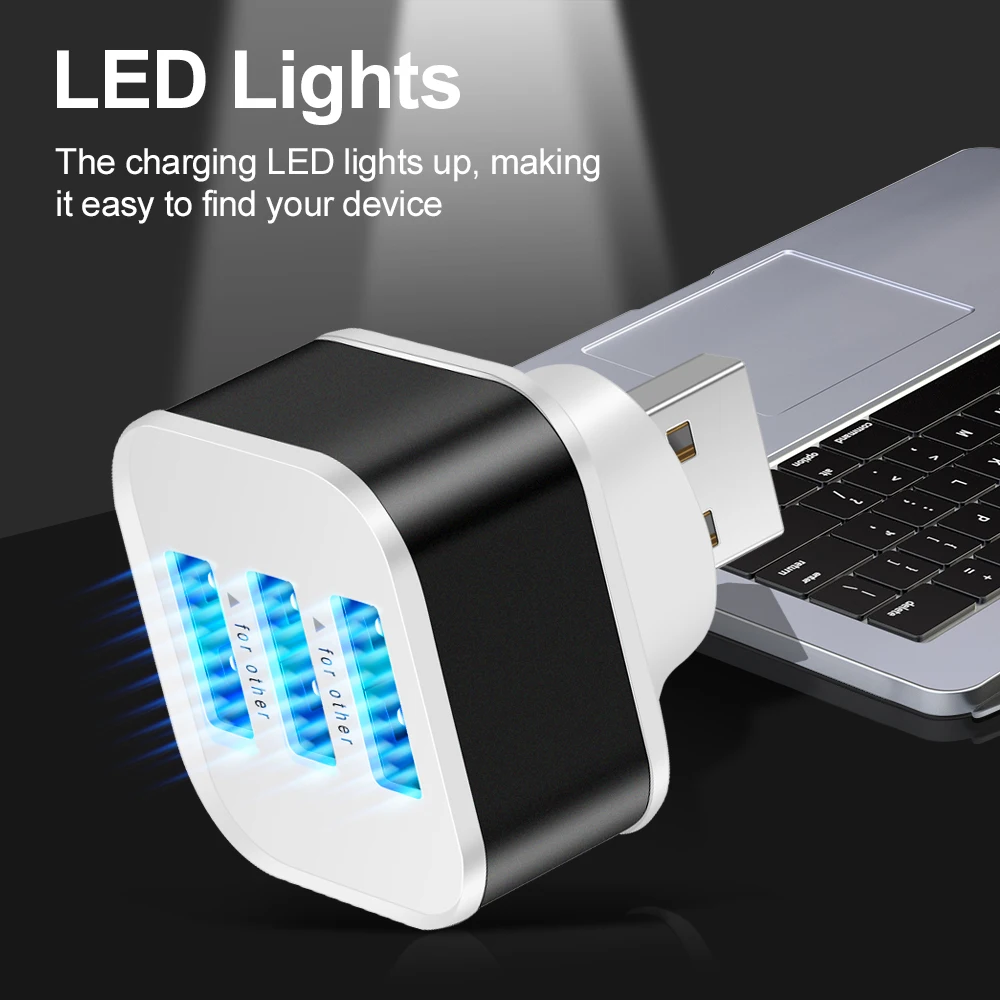 3 Port USB Extender USB2.0 HUB Quick Charge USB Splitter Multiple Interface Car USB Expander Phone Tablet Laptop Charger Adapter thumbnail 3