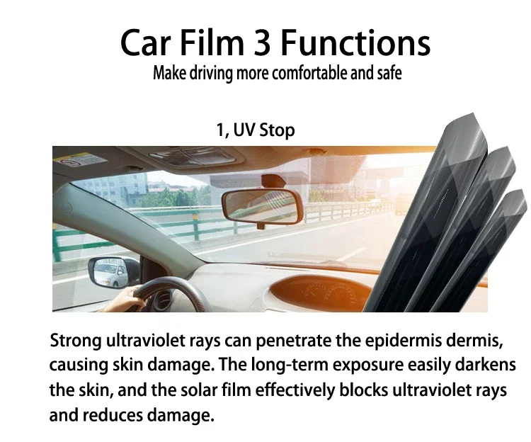 Multi-size Black Car Window Film Roll Car Auto Home Self Adhesive Glass Tint Privacy UV Protector Window Sticker Sun Shade Film thumbnail 6