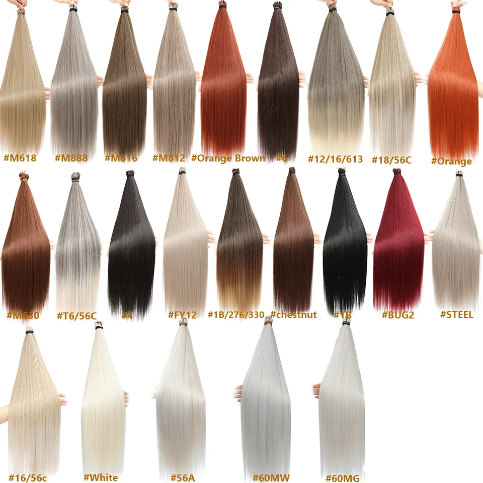 Magicae 300grams 3Pcs 28Inches Straight Crochet Braids Blond 27/613 Ombre Brown 6# Sliver 60# Gray High Synthetic Hair For Women thumbnail 5