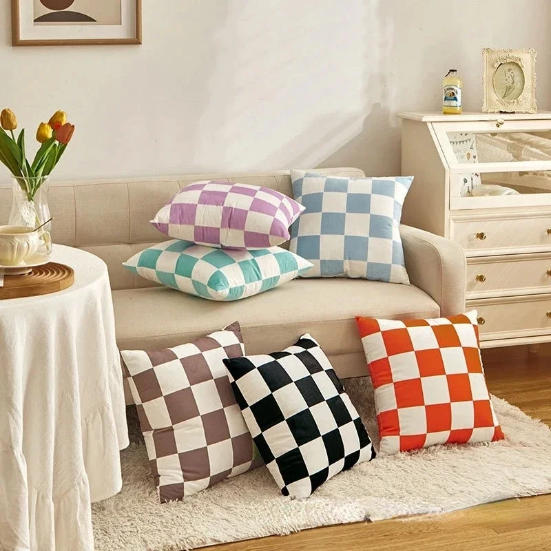 Fashion Checkerboard Plaid Cushion Cover Pillowcase Sofa Seat Bed Retro Home Decor thumbnail 3