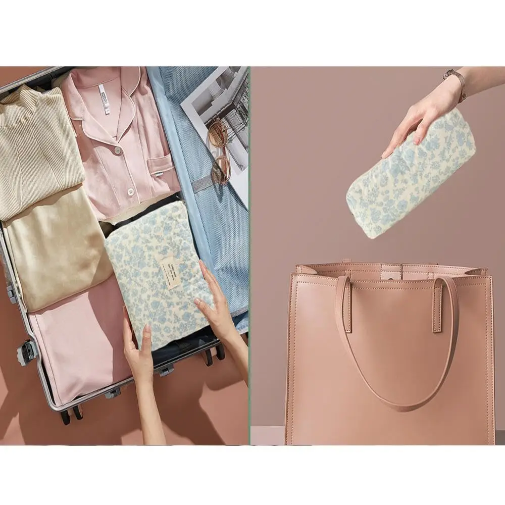 1pcs Cute Quilted Cotton Makeup Bag Women Zipper Cosmetic Organizer Cloth Handbag Box Shape Portable Toiletry Case for Girls thumbnail 5