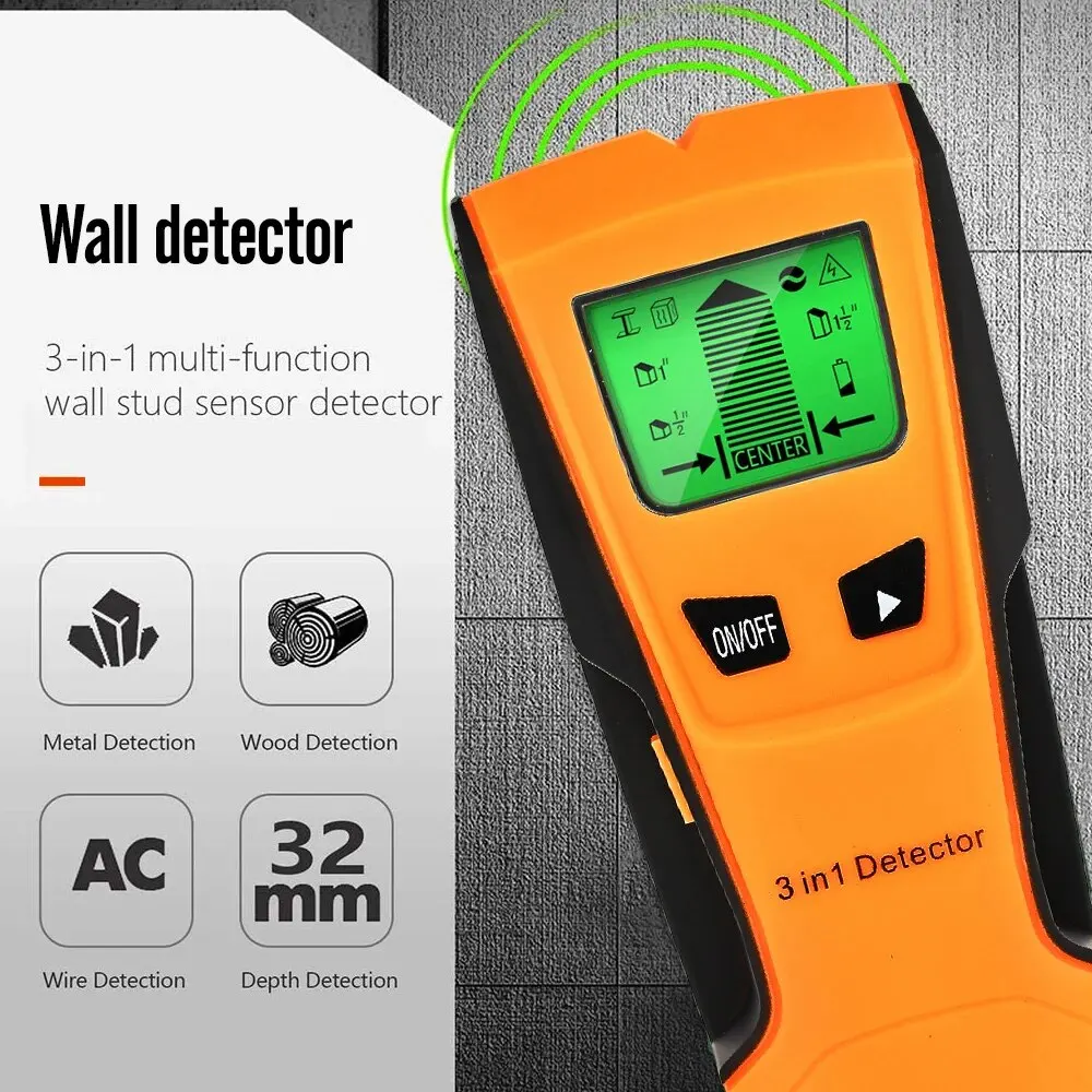 Wall Scanner Pipe Finder Pipe Wire Detector Live Wire Gadgets Detect Wall Electric Box Finder Digital 3 In 1 Sensor Wall Scanner thumbnail 2