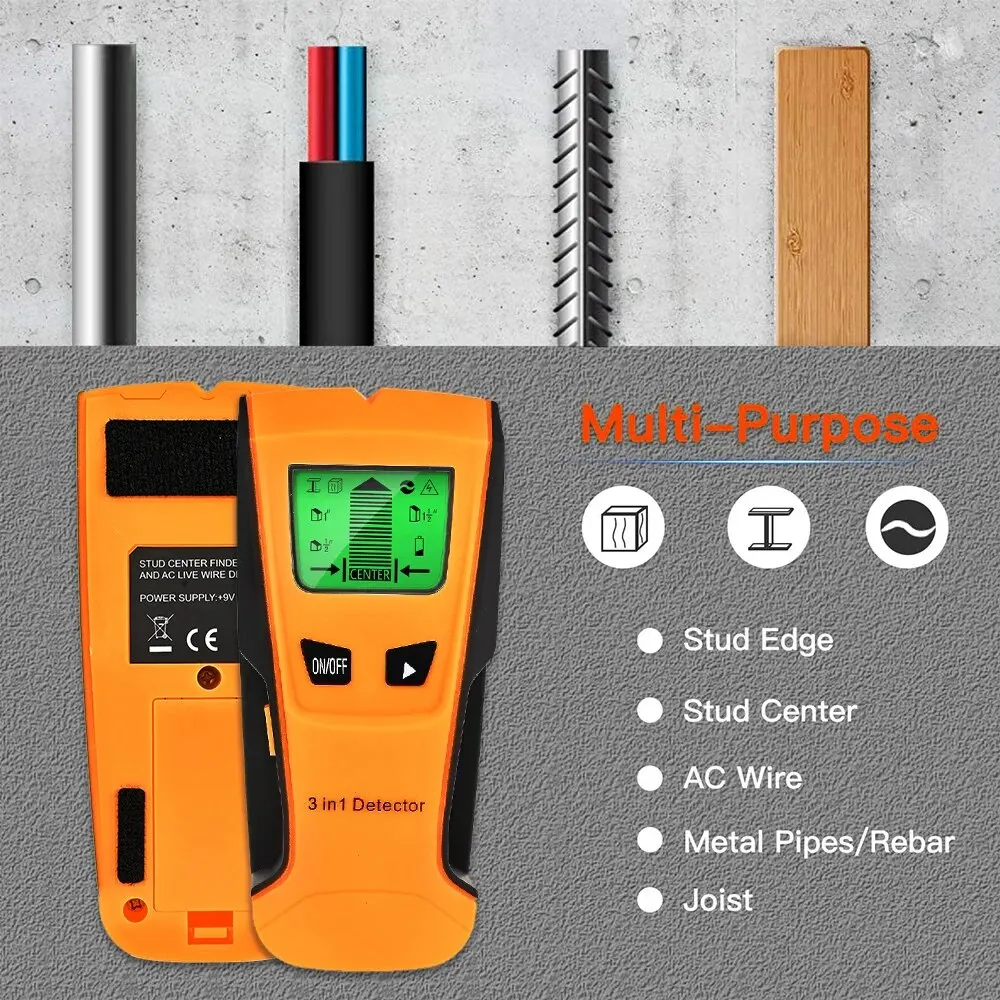 Wall Scanner Pipe Finder Pipe Wire Detector Live Wire Gadgets Detect Wall Electric Box Finder Digital 3 In 1 Sensor Wall Scanner thumbnail 3
