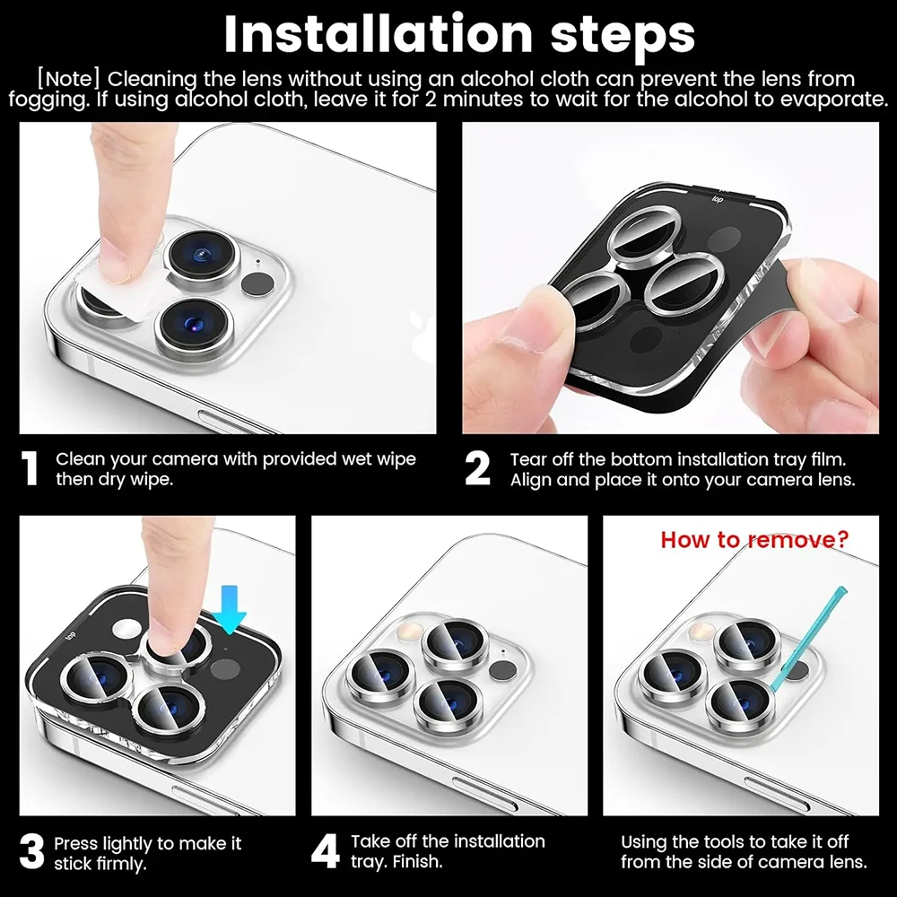 For IPhone 17 15 16 Pro Max Camera Lens Protector Glass Metal Ring Easy Installation Cover For Iphone 16 17 Pro Max Accessories thumbnail 6