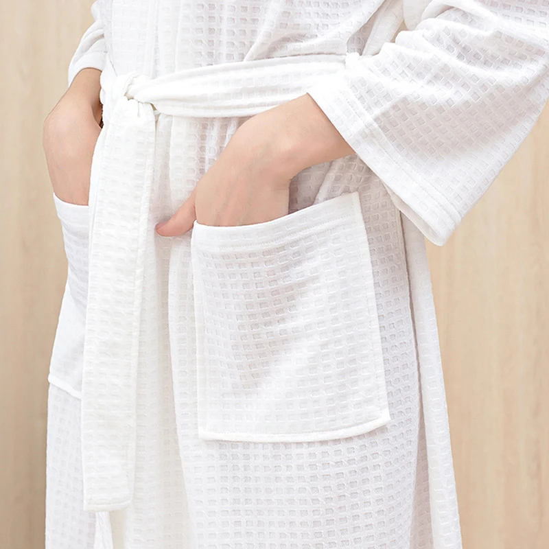 Women Men Bath Robe Waffle Shower Sleepwear Nightgowns Robe Male Female Bathrobe Long Woman Man Pajamas thumbnail 6