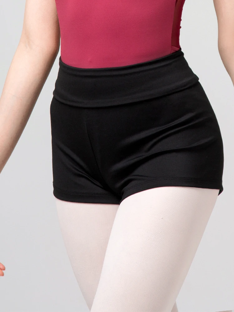 Women's Black High-Waisted Ballet Dance Shorts Professional Lady Leggings Nylon Sports Yoga Boxer Pants for Dancing