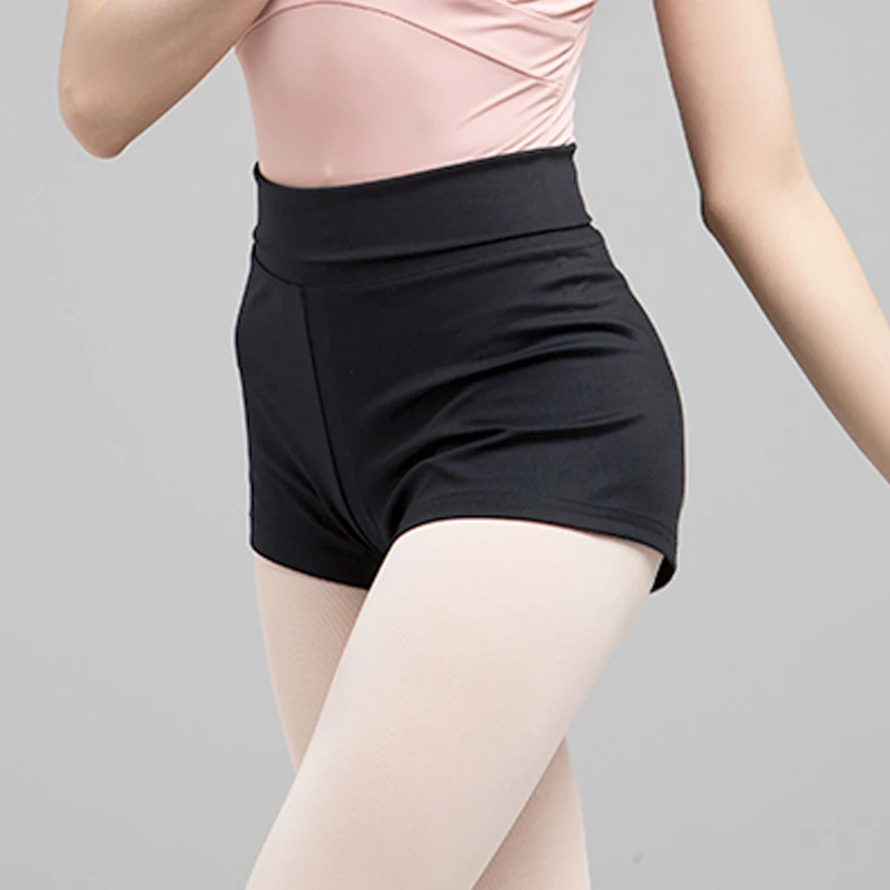 Women's Black High-Waisted Ballet Dance Shorts Professional Lady Leggings Nylon Sports Yoga Boxer Pants for Dancing thumbnail 3