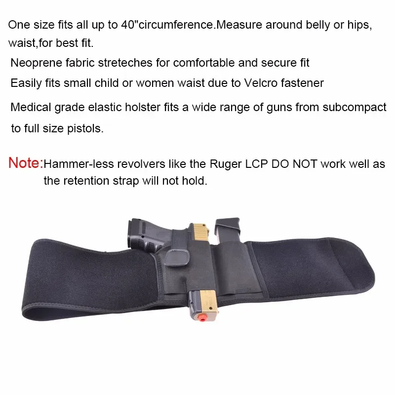 Tactical Concealed Pistol Holster Right-hand Belly Band Gun Carry Case Invisible Elastic Waist Bag Girdle Belt Hunting Combat thumbnail 4