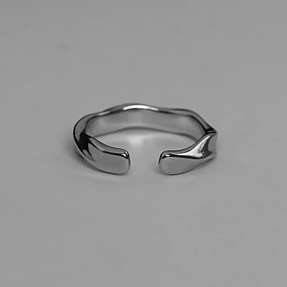 Mobius Wave Ring Silver Color Alloy Open Ring For Women Simple Retro Men Jewelry Trend Accessories thumbnail 6