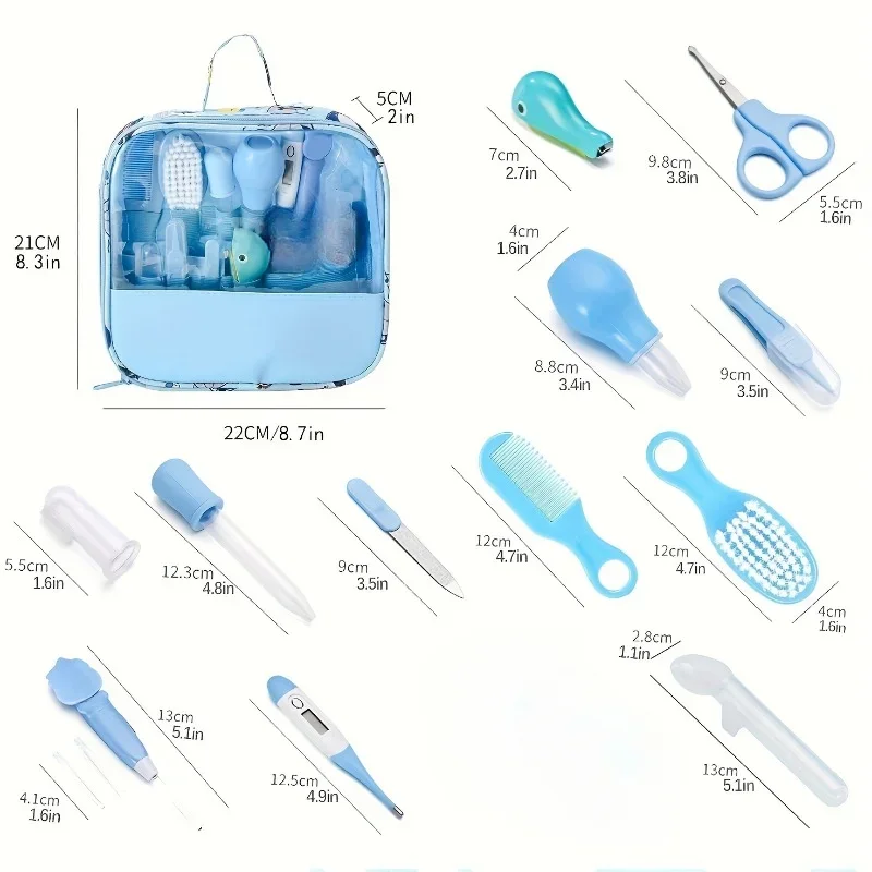 12PCS Baby Grooming and Health Kit Safety Care Set Newborn Nursery Health Care Set with Hair Comb, Nail Clippers, Aspirator thumbnail 2