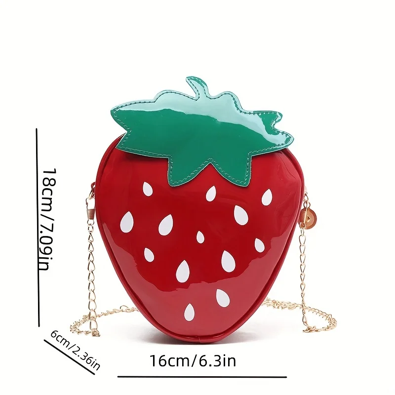 Women's cute leather design sense trendy fashion personality strawberry crossbody shoulder bag thumbnail 6