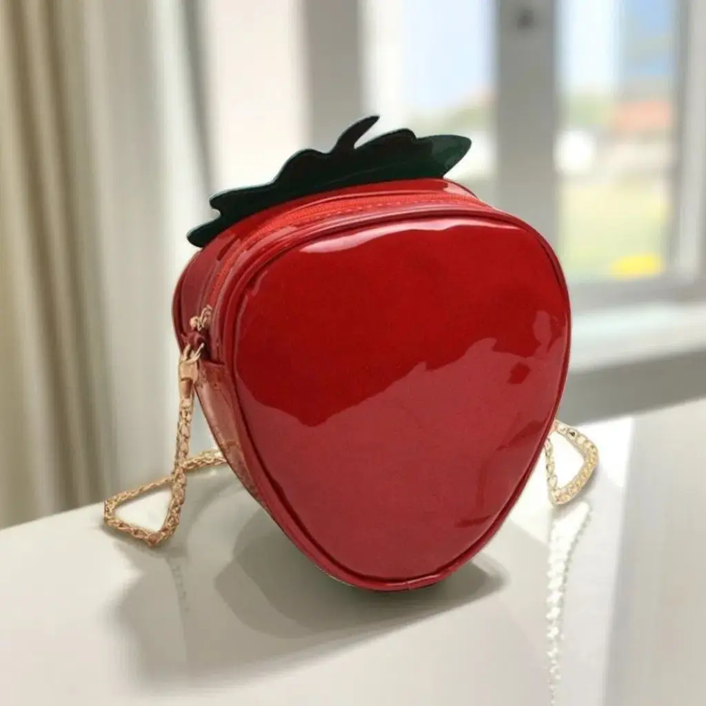 Women's cute leather design sense trendy fashion personality strawberry crossbody shoulder bag thumbnail 4