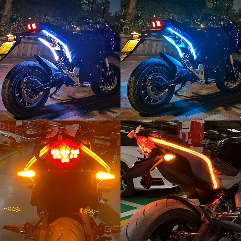 2Pcs Motorcycle Decoration Strip Motor Brake Flowing Light Turn Signal Lamp LED Daytime Running Lights Tail Light DRL Waterproof thumbnail 6