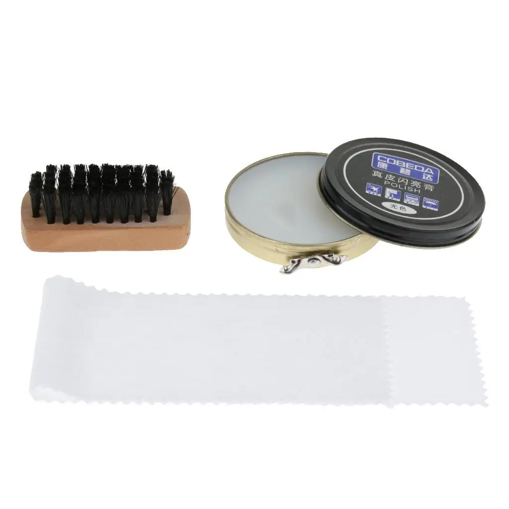 3 Pieces Leather Shoes Cleaner Care Shine Polish Brush Cream Cloth thumbnail 5