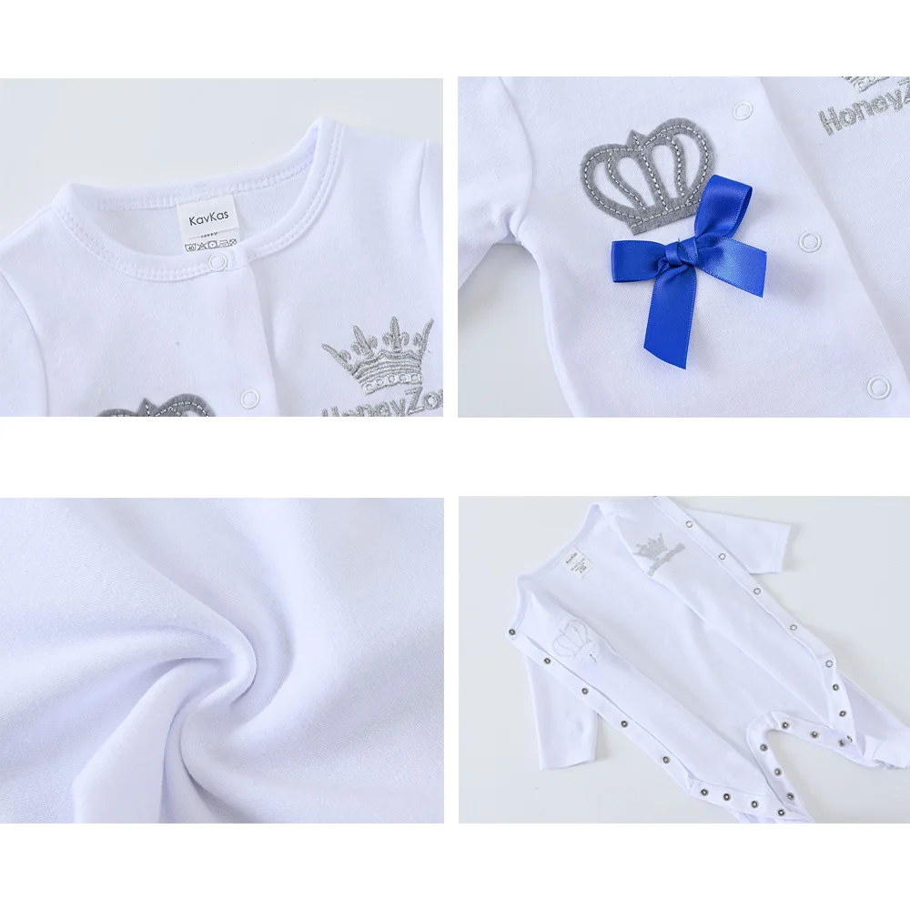 4PCS/lot White Baby Clothes Set Boys Roupa de bebes Baby Girls Clothing Plain Baby Clothing Sets Rompers Newborn Cotton 0-9M thumbnail 5