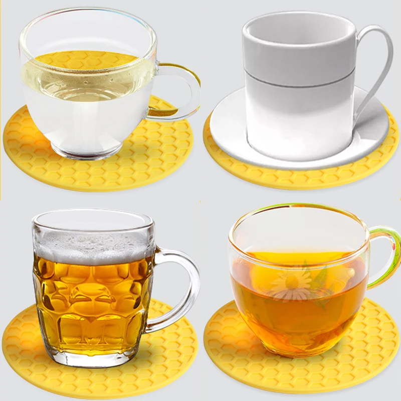 Round Coaster Cup Mats Coffee Drinks Silicone Tea Cup Holder Thickened Anti-slip Heat Thickened Pads Kitchen Table Accessories thumbnail 6