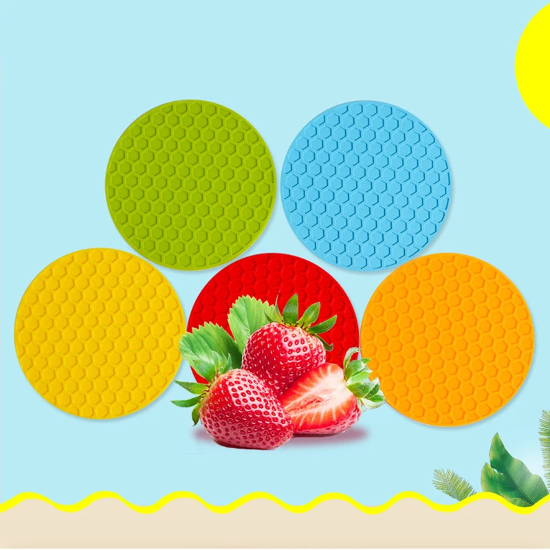Round Coaster Cup Mats Coffee Drinks Silicone Tea Cup Holder Thickened Anti-slip Heat Thickened Pads Kitchen Table Accessories thumbnail 4