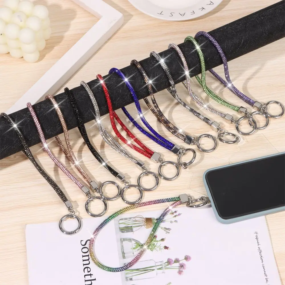 Glitter Bling Bling Keychain Bright Rhinestone Phone Lanyard Diamond Wrist Straps Hanging Cord Diamond Crystal Anti-lost Rope thumbnail 2