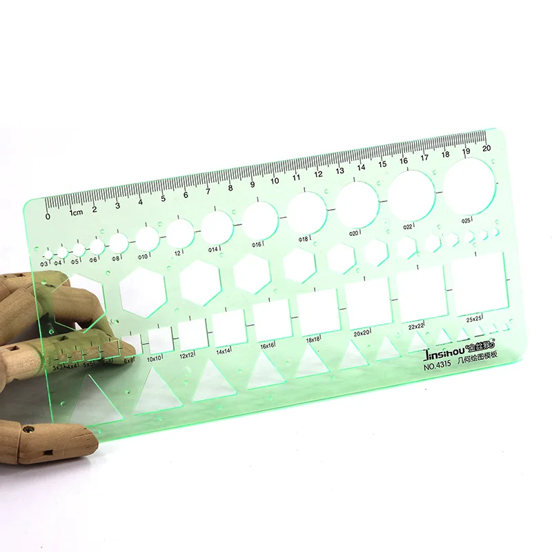 Brand New Green Geometric Template Ruler Mapping Drawing Tools Ruler Suitable For Student School Stationery thumbnail 2