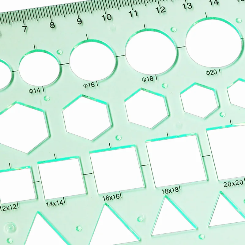 Brand New Green Geometric Template Ruler Mapping Drawing Tools Ruler Suitable For Student School Stationery thumbnail 5
