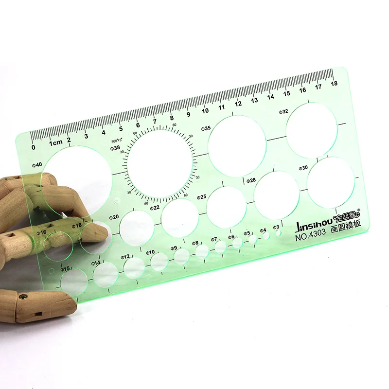 Brand New Green Geometric Template Ruler Mapping Drawing Tools Ruler Suitable For Student School Stationery thumbnail 3