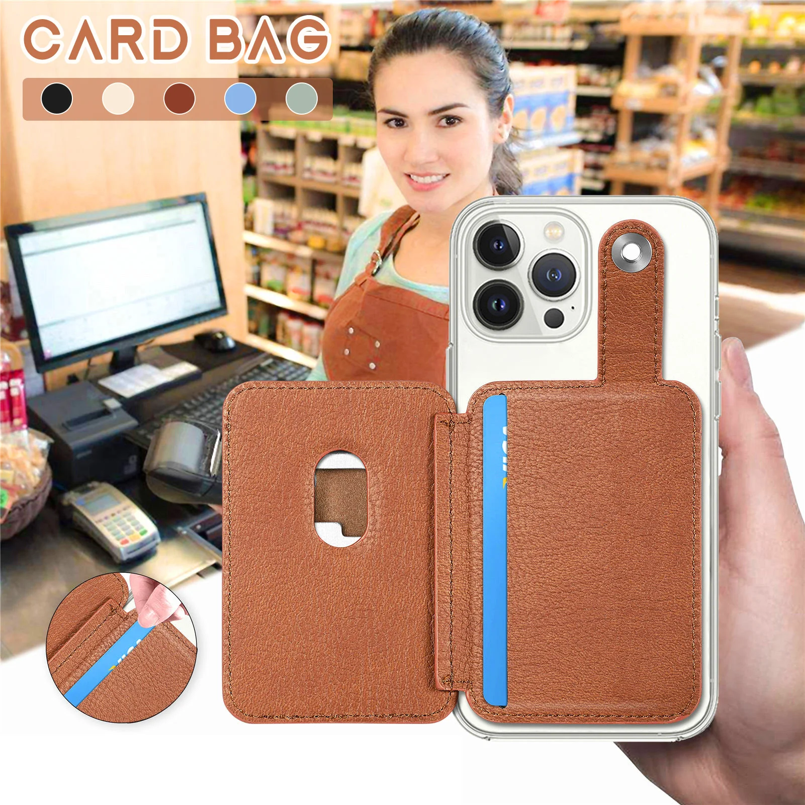 Fashion Phone Card Holder 2 Folded Cell Phone Wallet Sticker Phone Mount Wallets For Women Men thumbnail 3