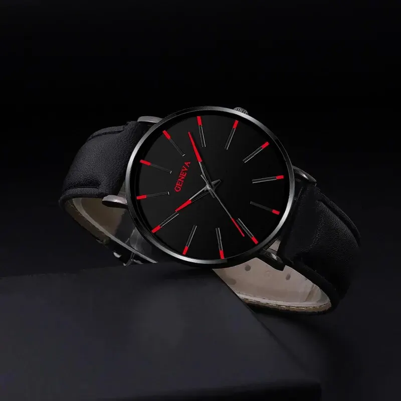 3pcs Set Fashion Mens Watches Luxury Casual Leather Quartz Wristwatch Men Business Sports Wrist Watch Bracelet Necklace Set thumbnail 5