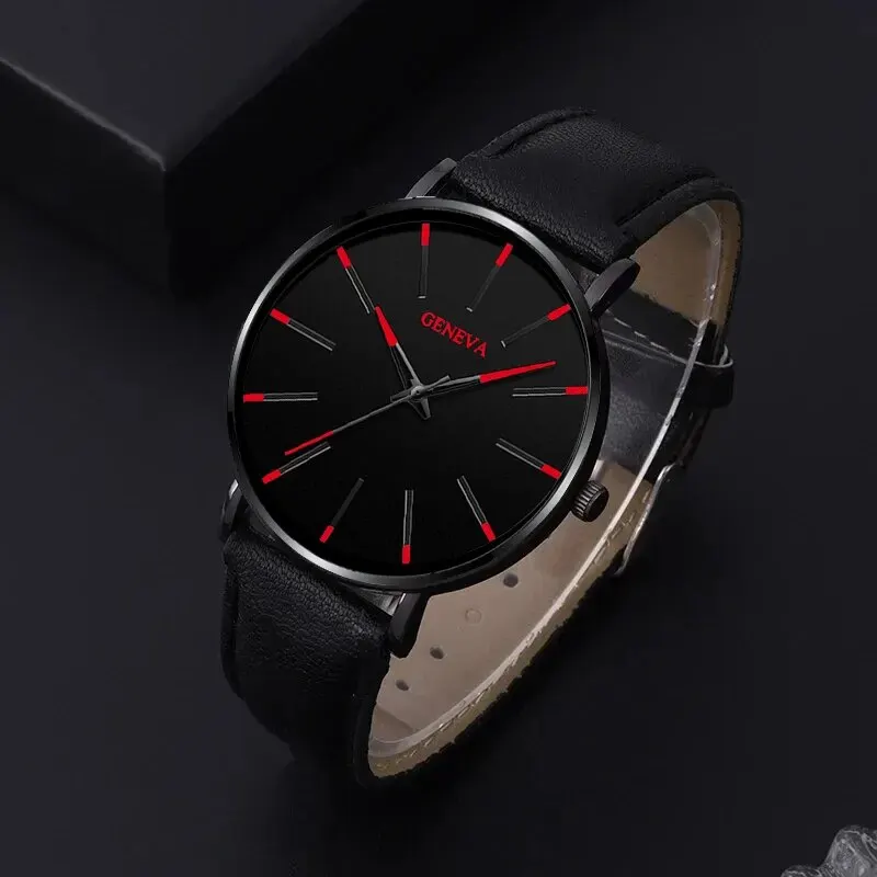3pcs Set Fashion Mens Watches Luxury Casual Leather Quartz Wristwatch Men Business Sports Wrist Watch Bracelet Necklace Set thumbnail 4
