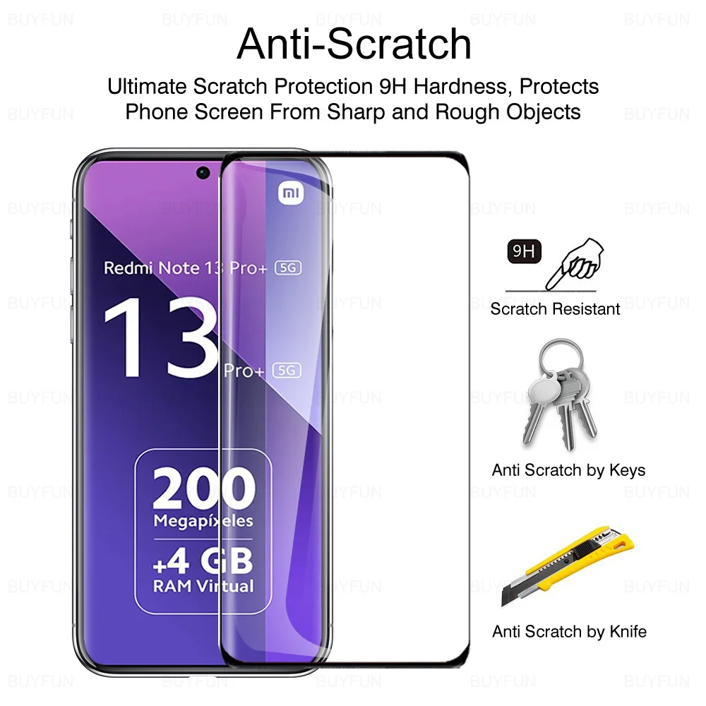 1-3Pcs Curved Tempered Glass For Xiaomi Redmi Note 13 Pro+ 14 15 Pro Plus 5G Screen Protector Note15 ProPlus Note14Pro 14Pro 4G thumbnail 3