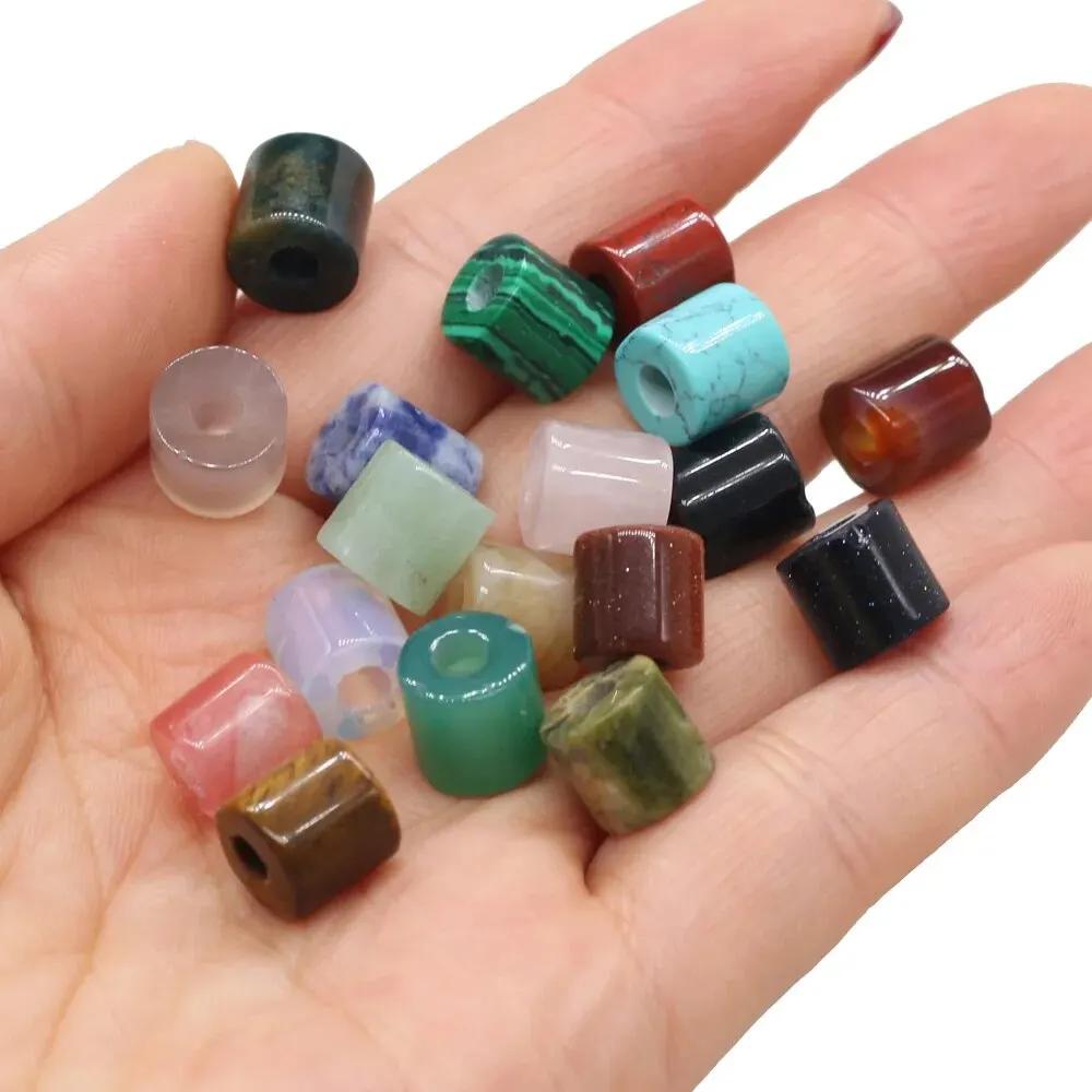 4pcs/Set 9mm Natural Stone Cylindrical Pendant 4mm Hole Crystal Agate Beads for Jewelry Making DIY Necklace Bracelet Accessories