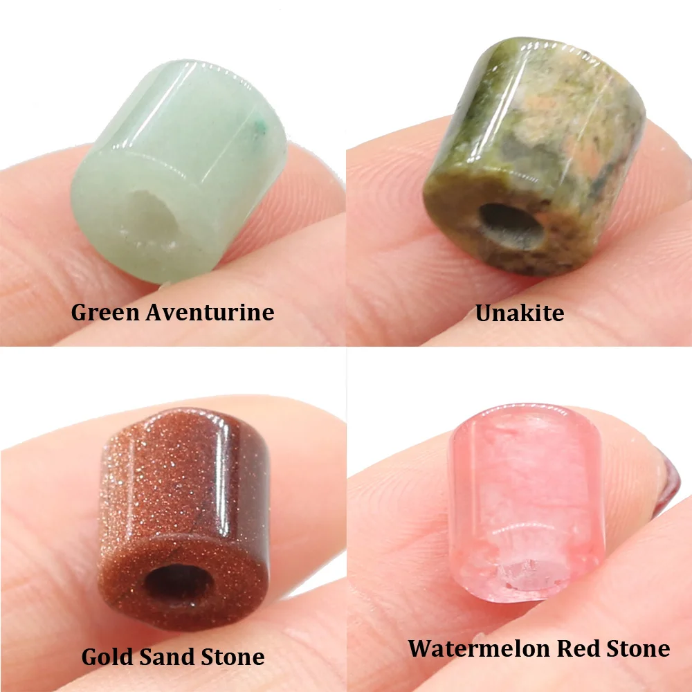 4pcs/Set 9mm Natural Stone Cylindrical Pendant 4mm Hole Crystal Agate Beads for Jewelry Making DIY Necklace Bracelet Accessories thumbnail 6