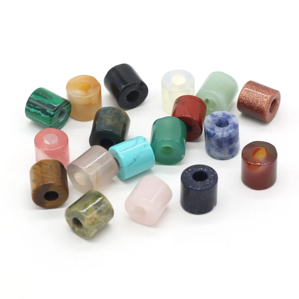 4pcs/Set 9mm Natural Stone Cylindrical Pendant 4mm Hole Crystal Agate Beads for Jewelry Making DIY Necklace Bracelet Accessories thumbnail 3