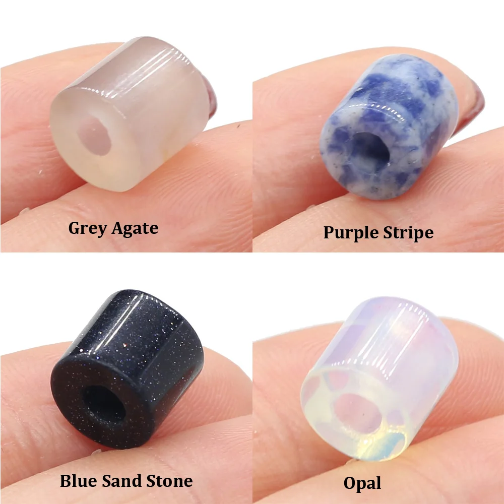 4pcs/Set 9mm Natural Stone Cylindrical Pendant 4mm Hole Crystal Agate Beads for Jewelry Making DIY Necklace Bracelet Accessories thumbnail 5