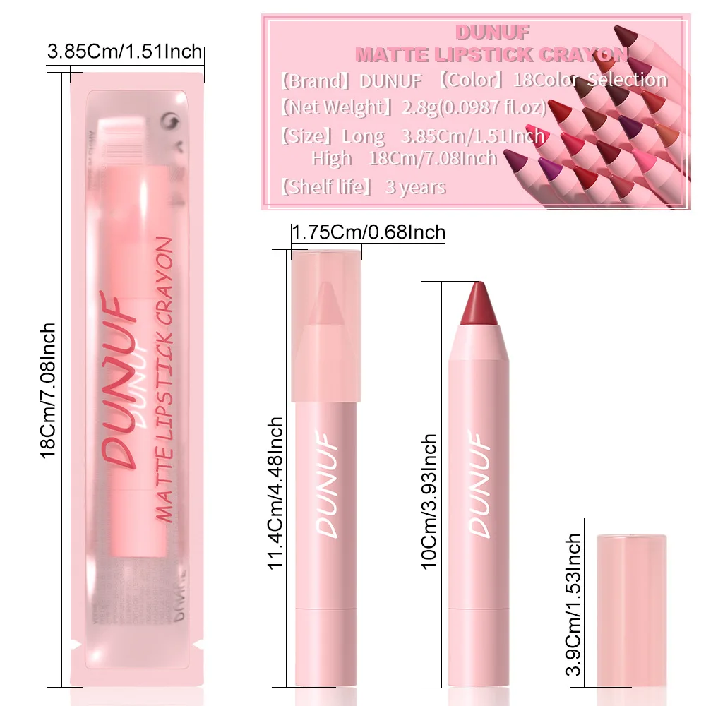 18-Colors Lipstick Pencil Waterproof Sexy Red Matte Contour Tint Lipstick Lasting Non-stick Cup Lipliner Pen Lip Makeup Cosmetic thumbnail 6